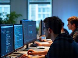 Developers coding and integrating game components