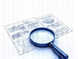 Magnifying glass over game concept art