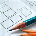 UX/UI design icon with wireframe and pencil