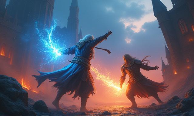 Action-packed fantasy RPG game with magical combat scene